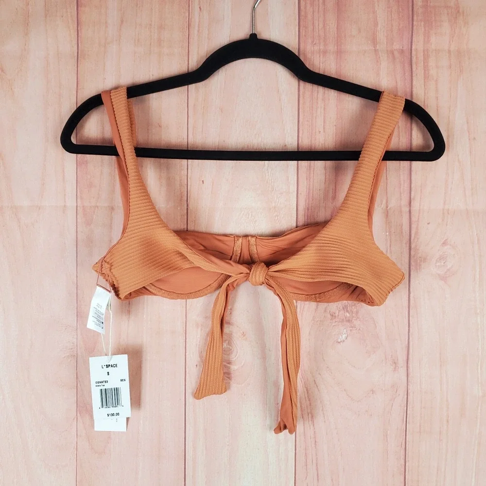 Lspace Sienna Eco Chic Repreve Nikita Bikini Top Women S Orange Stretch Swimwear